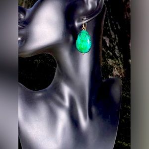 Green Teardrop Stone Earrings